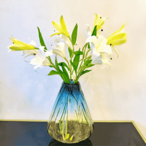 Blue & Amber Gradient Glass Vase