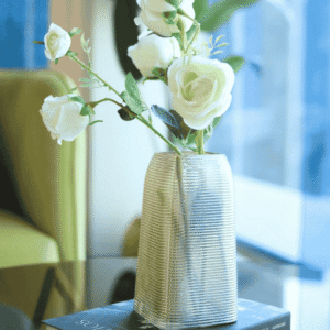 Amber & Champagne Textured Ceramic Vase