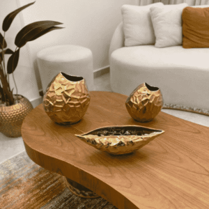 Golden Textured Vase Set