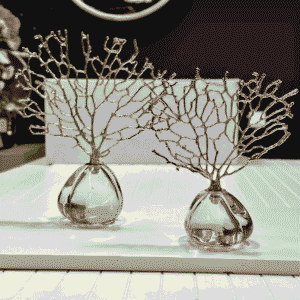 Golden Coral Glass Sculpture Set