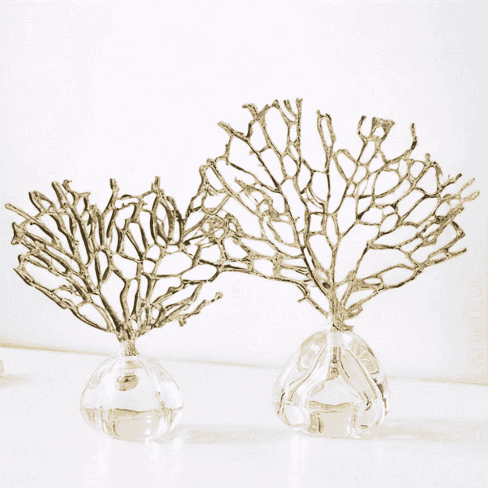 Golden Coral Glass Sculpture Set - Image 2