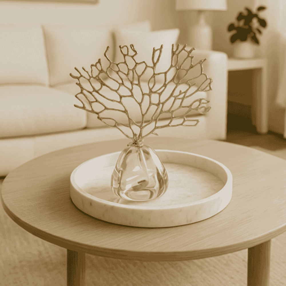 Golden Coral Glass Sculpture Set - Image 3