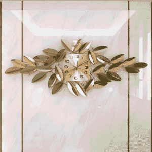 Golden Leaf Harmony Wall Clock