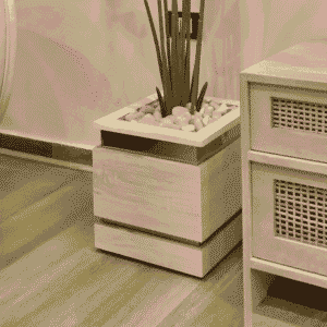 Wooden Square Planter with Golden Accent