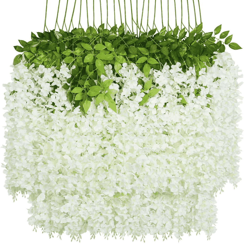 Cascading White Wisteria Artificial Garland - Image 3